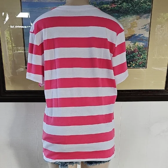Tommy Hilfiger Striped Pink and White T-Shirt Size XXL - Picture 5 of 9